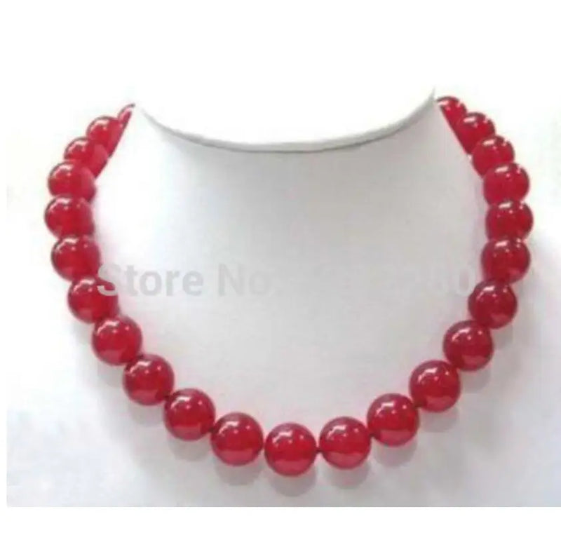 Red Chalcedony Beads Necklace 18"