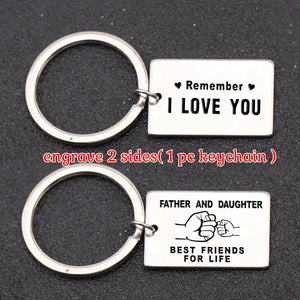 Dad Daughter Gift Keychain Stainless Steel Engraved FATHER AND DAUGHTER FOR LIFE