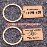 Dad Daughter Gift Keychain Stainless Steel Engraved FATHER AND DAUGHTER FOR LIFE