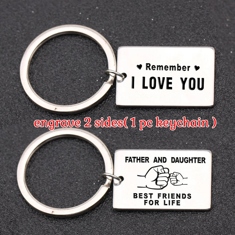 Dad Daughter Gift Keychain Stainless Steel Engraved FATHER AND DAUGHTER FOR LIFE