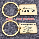 Dad Daughter Gift Keychain Stainless Steel Engraved FATHER AND DAUGHTER FOR LIFE
