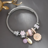 Boho Daisy Flower Cuff Bracelet Stainless Steel Pearls Bead Charms Jewelry