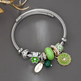 Boho Daisy Flower Cuff Bracelet Stainless Steel Pearls Bead Charms Jewelry