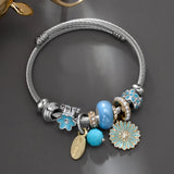 Boho Daisy Flower Cuff Bracelet Stainless Steel Pearls Bead Charms Jewelry