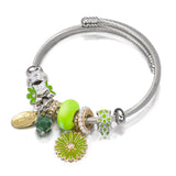 Boho Daisy Flower Cuff Bracelet Stainless Steel Pearls Bead Charms Jewelry