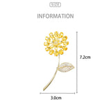 Dandelion Pink Yellow Zircon Brooch Pin Women Brooches Annual Party
