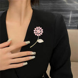 Dandelion Pink Yellow Zircon Brooch Pin Women Brooches Annual Party