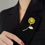 Dandelion Pink Yellow Zircon Brooch Pin Women Brooches Annual Party