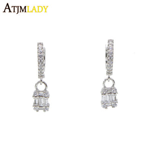 925 Silver Dangle Earrings with CZ Stones