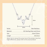 Deer Head Pendant Necklace Zircon Inlay 925 Sterling Silver Christmas Jewelry