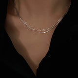 925 Silver Multilayer Chain Necklaces 5-Layer Silver Chain Strand
