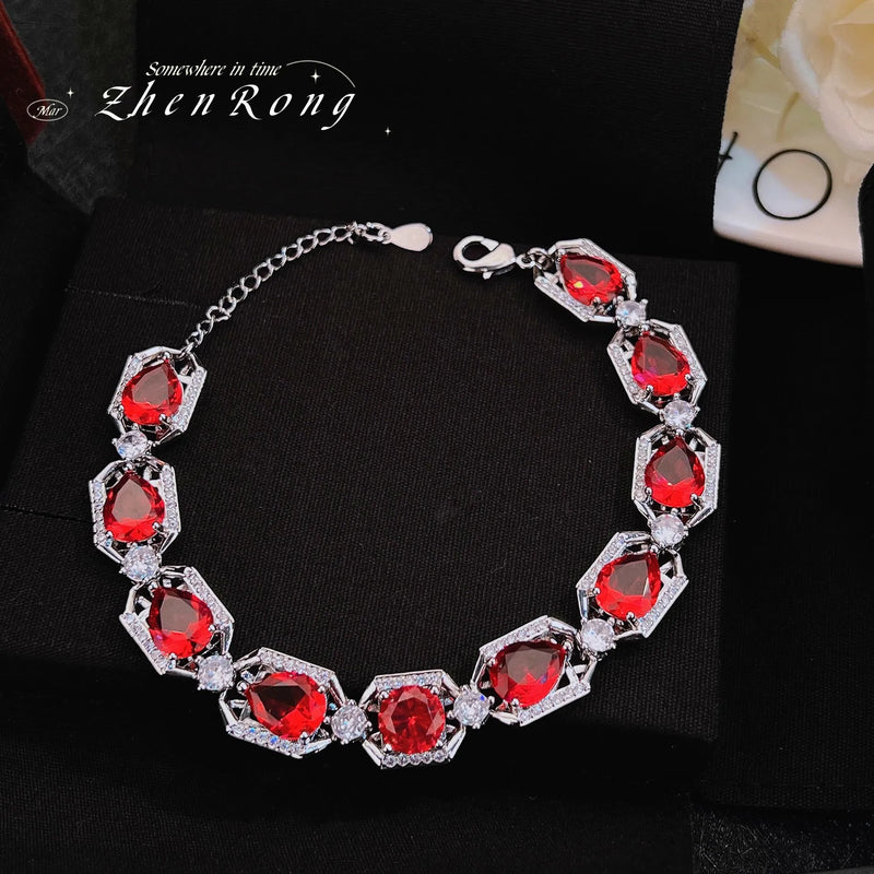 Multicolor Crystal Silver Bracelets for Women Plated Chain Jewelry