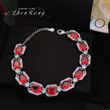 Multicolor Crystal Silver Bracelets for Women Plated Chain Jewelry