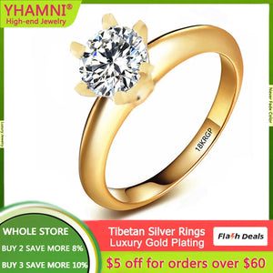 Yellow Allergy Tibetan Silver Ring High Cubic Zirconia Wedding Band