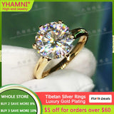 Yellow Allergy Tibetan Silver Ring High Cubic Zirconia Wedding Band