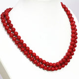 Red Coral Beads Necklace 36in Pretty Women Party Jewelry