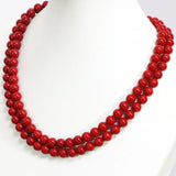 Red Coral Beads Necklace 36in Pretty Women Party Jewelry