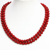 Red Coral Beads Necklace 36in Pretty Women Party Jewelry