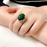 Green CZ Stone Crystal Oval Ring for Women Wedding Jewelry