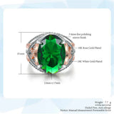 Green CZ Stone Crystal Oval Ring for Women Wedding Jewelry