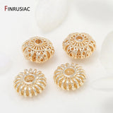 Hollow Flat Beads Accessories for DIY Jewellery Making, Brass Metal Plated