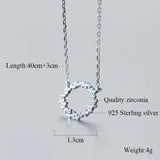 925 Silver Circle Necklace CZ Crystal Round Jewelry Women