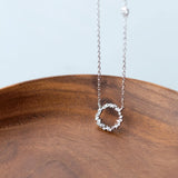 925 Silver Circle Necklace CZ Crystal Round Jewelry Women