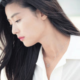 925 Silver Circle Necklace CZ Crystal Round Jewelry Women