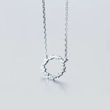 925 Silver Circle Necklace CZ Crystal Round Jewelry Women