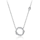 925 Silver Circle Necklace CZ Crystal Round Jewelry Women