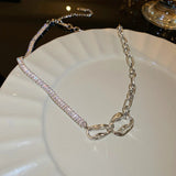 Asymmetrical Personality CZ Necklace for Lady Shine Rhinestone Zircon