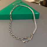 Asymmetrical Personality CZ Necklace for Lady Shine Rhinestone Zircon
