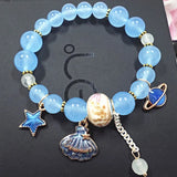 Boho Charm Bracelet Rose Quartz Beads Bangle Girl Shell Stars Pendant
