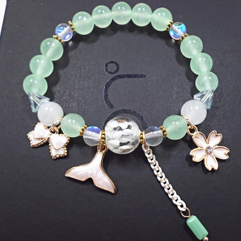 Boho Charm Bracelet Rose Quartz Beads Bangle Girl Shell Stars Pendant