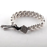 Coffee Beans Antique Silver Leather Women Bracelet