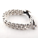 Coffee Beans Antique Silver Leather Women Bracelet