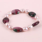 Freshwater Pearls Oval Stone Bracelets Pink Purple Beads Jewelry