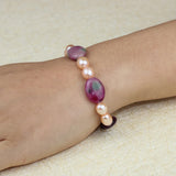 Freshwater Pearls Oval Stone Bracelets Pink Purple Beads Jewelry