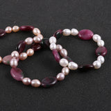 Freshwater Pearls Oval Stone Bracelets Pink Purple Beads Jewelry
