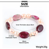 Freshwater Pearls Oval Stone Bracelets Pink Purple Beads Jewelry
