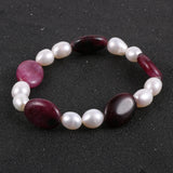 Freshwater Pearls Oval Stone Bracelets Pink Purple Beads Jewelry