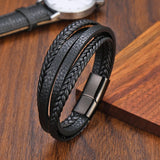 Hand Woven Leather Bracelet Stainless Steel Chakra Leather Bracelet