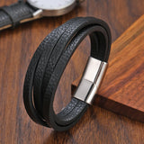 Hand Woven Leather Bracelet Stainless Steel Chakra Leather Bracelet
