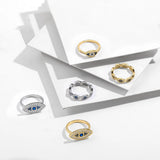 Vintage Round CZ Yin Yang Chunky Ring Female Wedding Jewelry