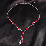 925 Silver Ruby Zircon Sweater Pendant Necklace Fine Jewelry Party Gift