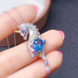 Unicorn Crystal Zircon Necklace for Women - Silver Choker Jewelry