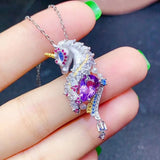 Unicorn Crystal Zircon Necklace for Women - Silver Choker Jewelry