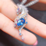 Unicorn Crystal Zircon Necklace for Women - Silver Choker Jewelry