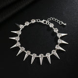 Rhinestone Charm Rivet Bracelet Bling Crystal Link Chain Jewelry