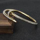 Roman Numerals Nail Open Bracelet For Women Classic Stainless Steel Jewelry